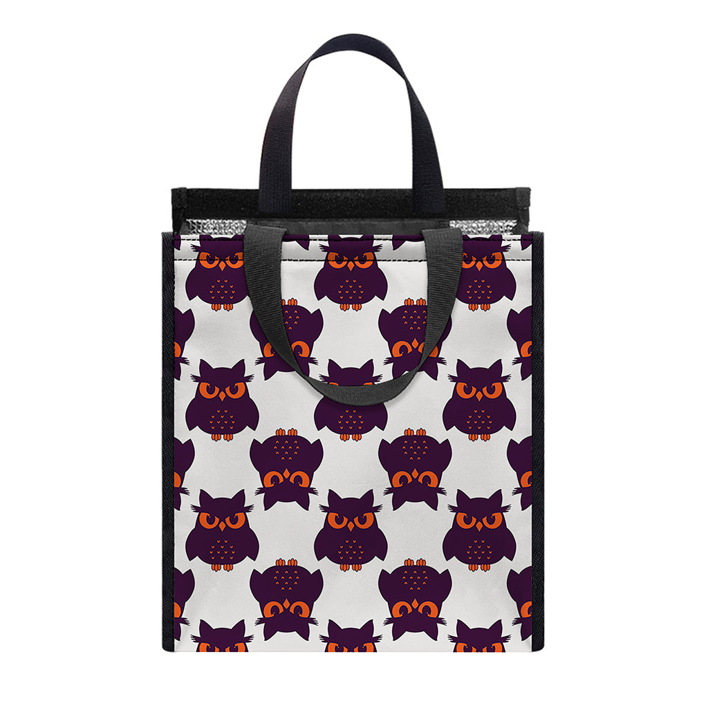 Halloween Owl Pattern Print Insulated Lunch Tote
