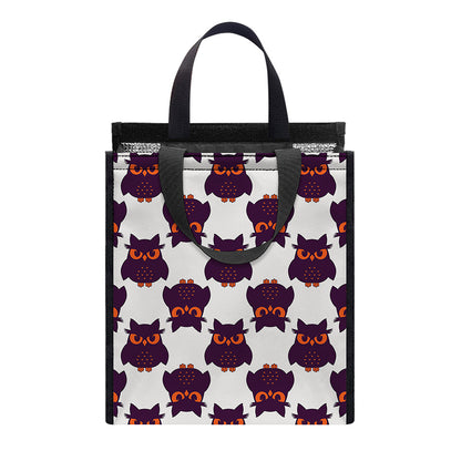 Halloween Owl Pattern Print Insulated Lunch Tote