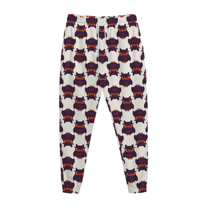 Halloween Owl Pattern Print Jogger Pants