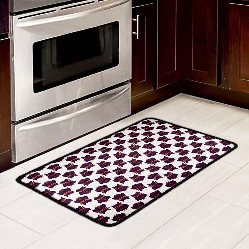 Halloween Owl Pattern Print Kitchen Mat