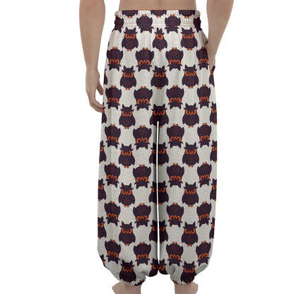 Halloween Owl Pattern Print Lantern Pants
