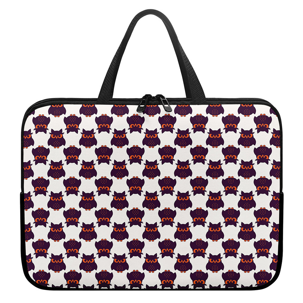 Halloween Owl Pattern Print Laptop Sleeve With Handle