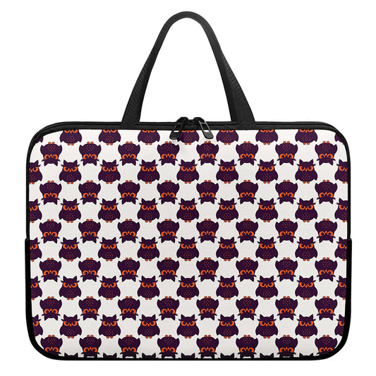 Halloween Owl Pattern Print Laptop Sleeve With Handle