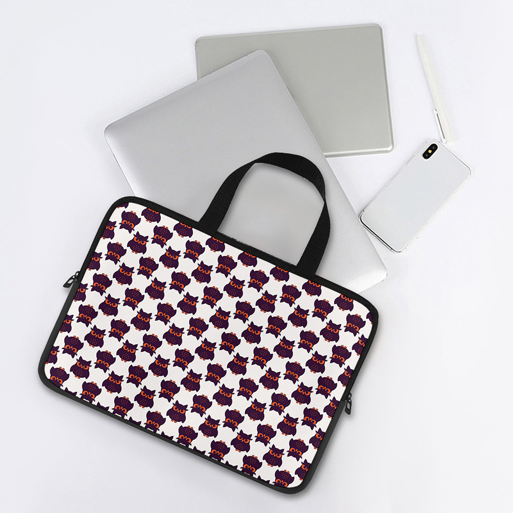Halloween Owl Pattern Print Laptop Sleeve With Handle