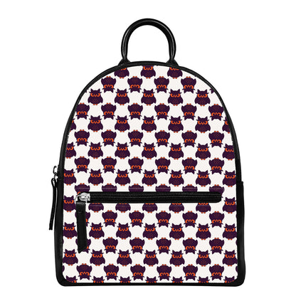 Halloween Owl Pattern Print Leather Backpack