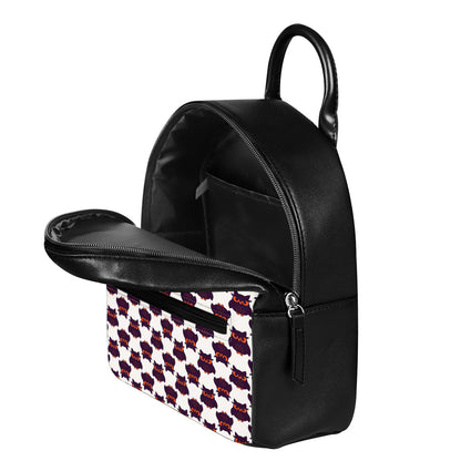 Halloween Owl Pattern Print Leather Backpack