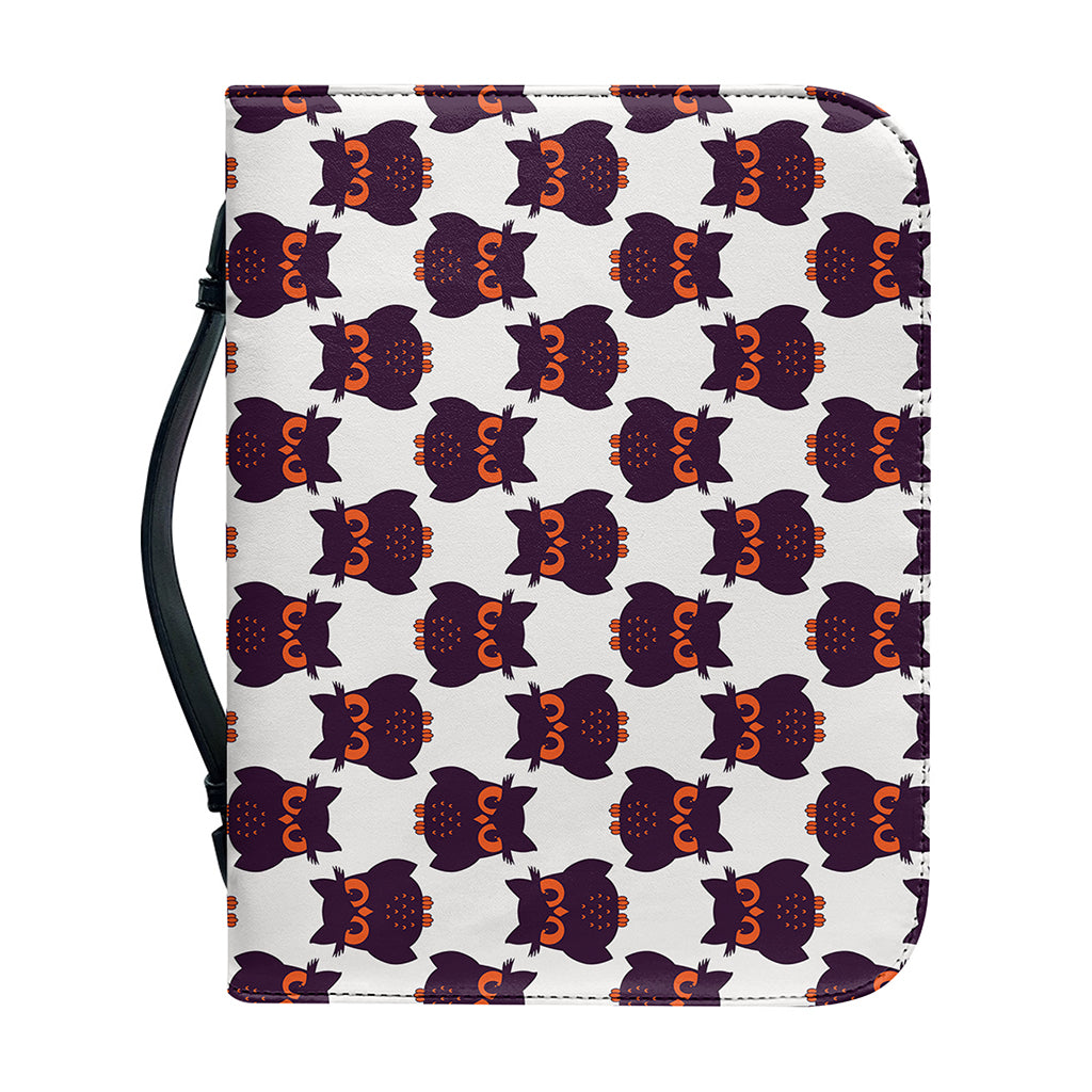 Halloween Owl Pattern Print Leather Bible Cover