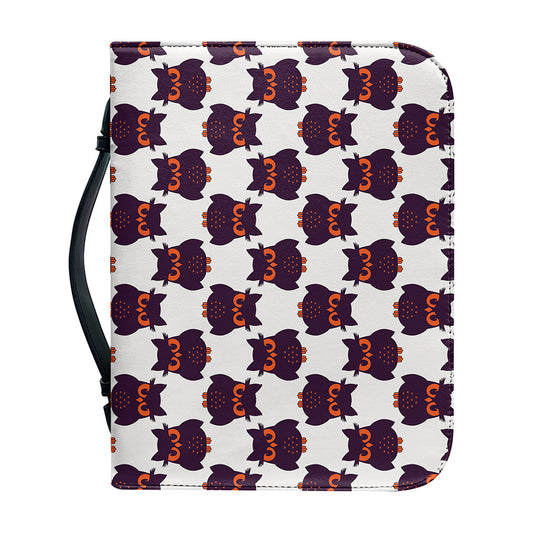 Halloween Owl Pattern Print Leather Bible Cover