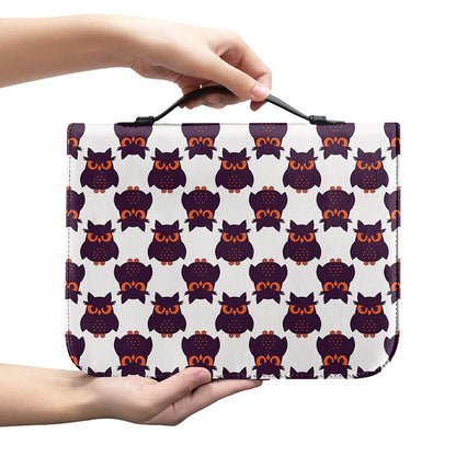 Halloween Owl Pattern Print Leather Bible Cover