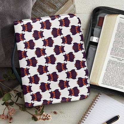 Halloween Owl Pattern Print Leather Bible Cover
