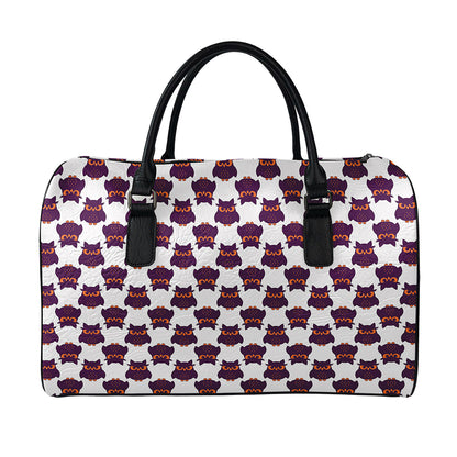 Halloween Owl Pattern Print Leather Duffle Bag