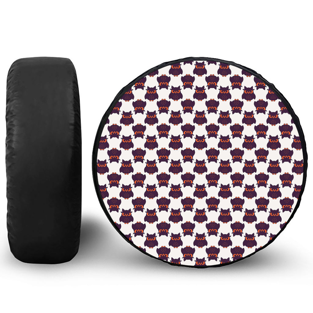Halloween Owl Pattern Print Leather Spare Tire Cover