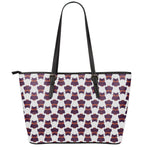 Halloween Owl Pattern Print Leather Tote Bag