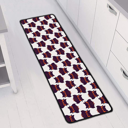Halloween Owl Pattern Print Long Kitchen Mat
