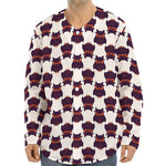 Halloween Owl Pattern Print Long Sleeve Baseball Jersey