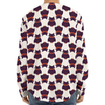 Halloween Owl Pattern Print Long Sleeve Baseball Jersey