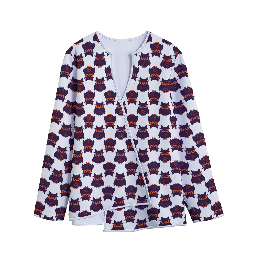 Halloween Owl Pattern Print Long Sleeve Short Coat
