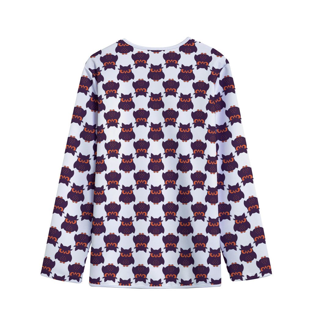 Halloween Owl Pattern Print Long Sleeve Short Coat