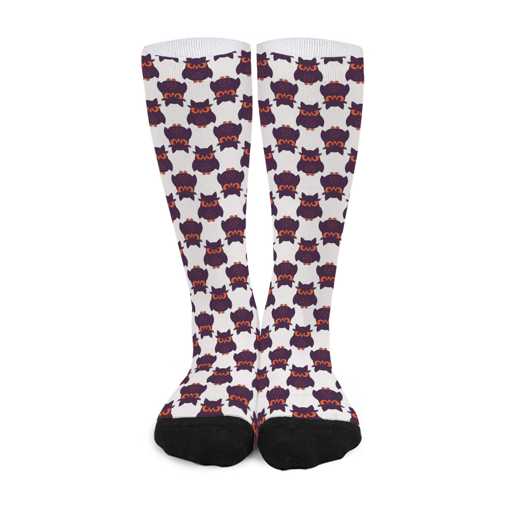 Halloween Owl Pattern Print Long Socks