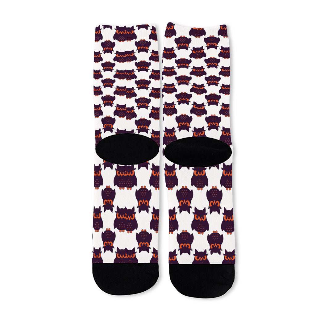 Halloween Owl Pattern Print Long Socks