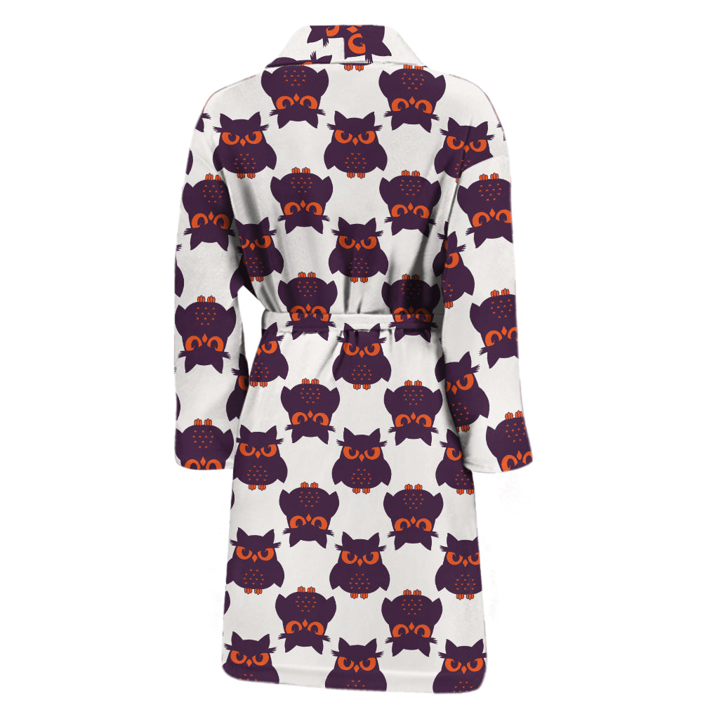 Halloween Owl Pattern Print Men's Bathrobe