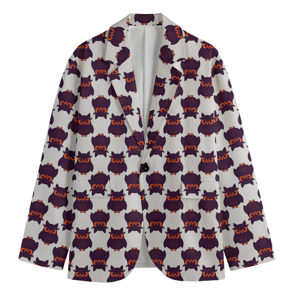 Halloween Owl Pattern Print Men's Blazer