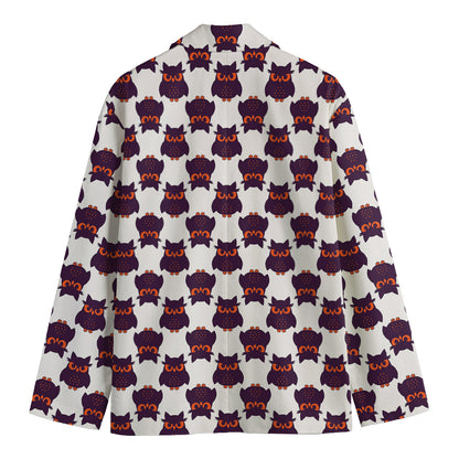 Halloween Owl Pattern Print Men's Cotton Blazer