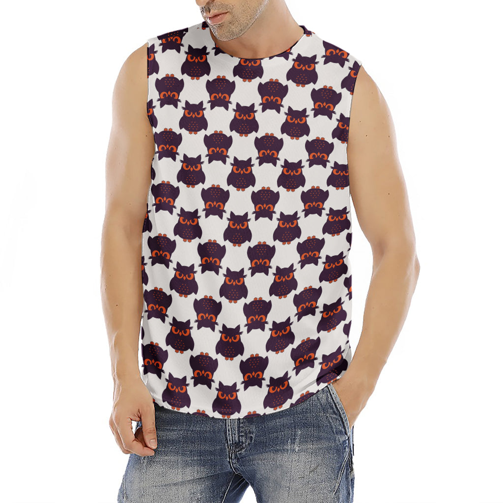 Halloween Owl Pattern Print Men's Fitness Tank Top