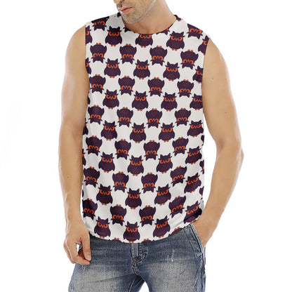 Halloween Owl Pattern Print Men's Fitness Tank Top