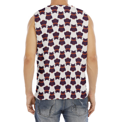 Halloween Owl Pattern Print Men's Fitness Tank Top