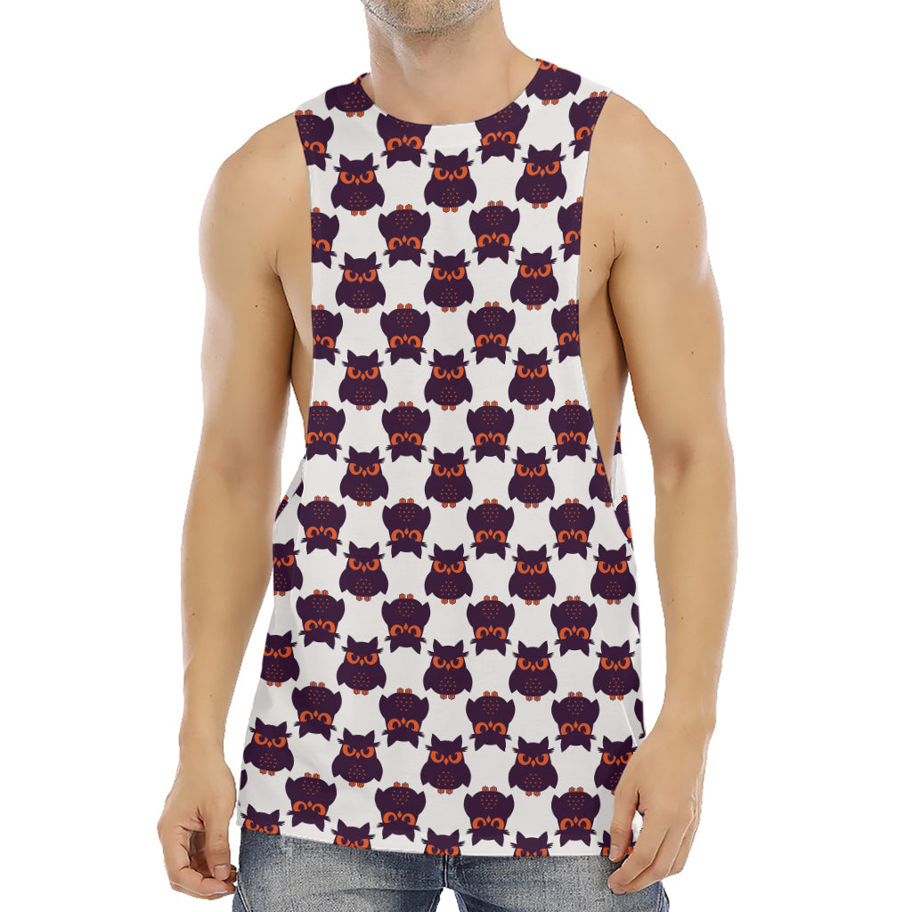 Halloween Owl Pattern Print Men's Muscle Tank Top