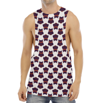 Halloween Owl Pattern Print Men's Muscle Tank Top