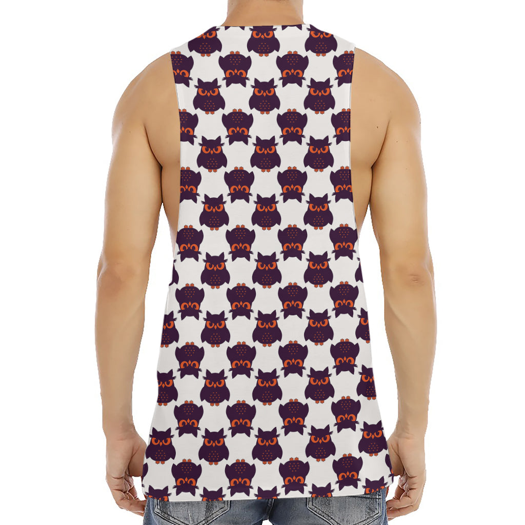 Halloween Owl Pattern Print Men's Muscle Tank Top