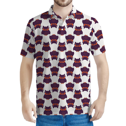 Halloween Owl Pattern Print Men's Polo Shirt