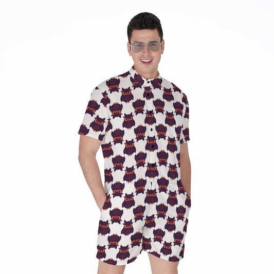 Halloween Owl Pattern Print Men's Rompers