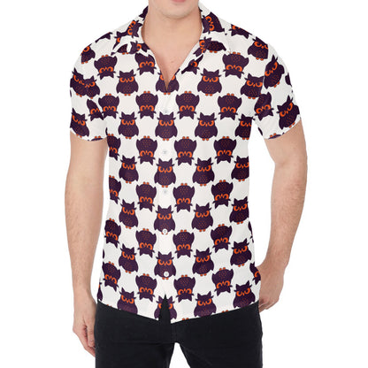 Halloween Owl Pattern Print Men's Shirt