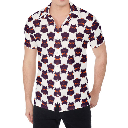 Halloween Owl Pattern Print Men's Shirt