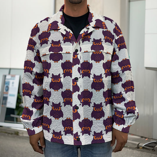 Halloween Owl Pattern Print Men's Shirt Jacket