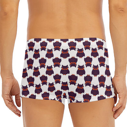 Halloween Owl Pattern Print Men's Short Boxer Briefs