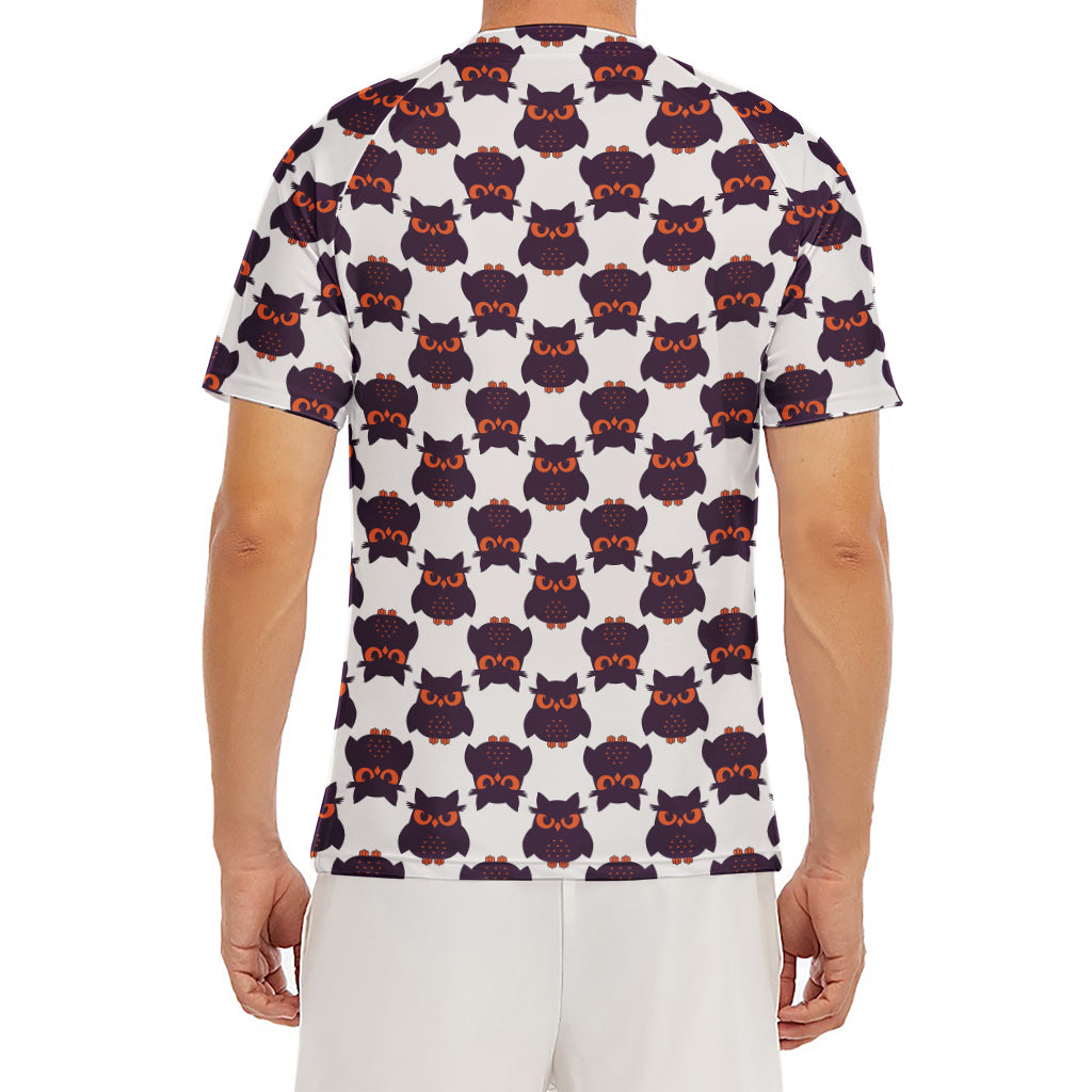 Halloween Owl Pattern Print Men's Short Sleeve Rash Guard