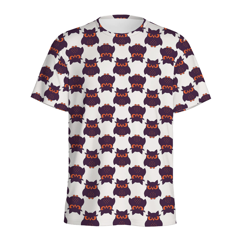 Halloween Owl Pattern Print Men's Sports T-Shirt