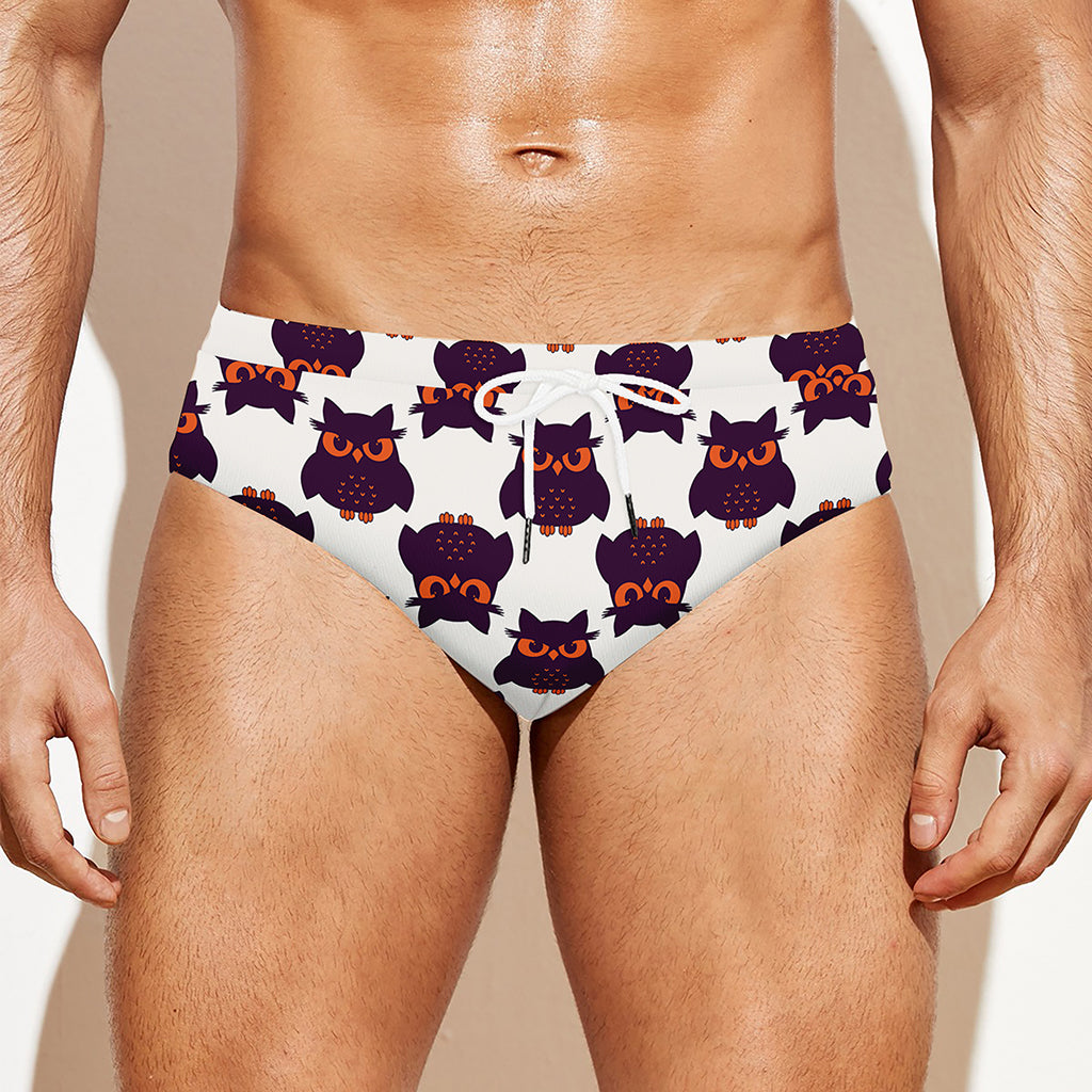 Halloween Owl Pattern Print Men's Swim Briefs