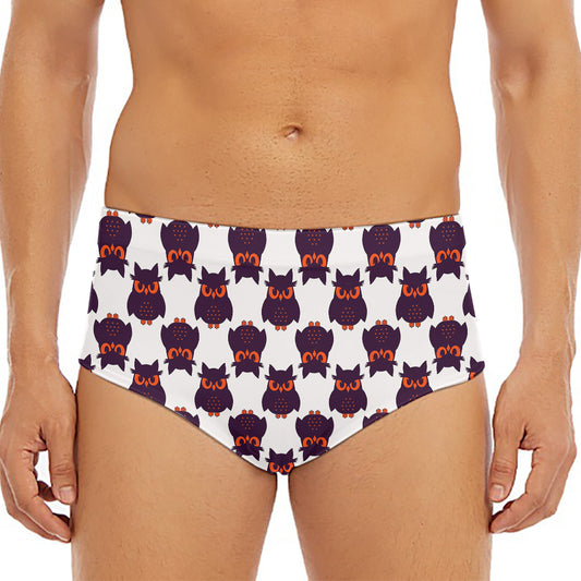 Halloween Owl Pattern Print Men's Triangle Swim Briefs