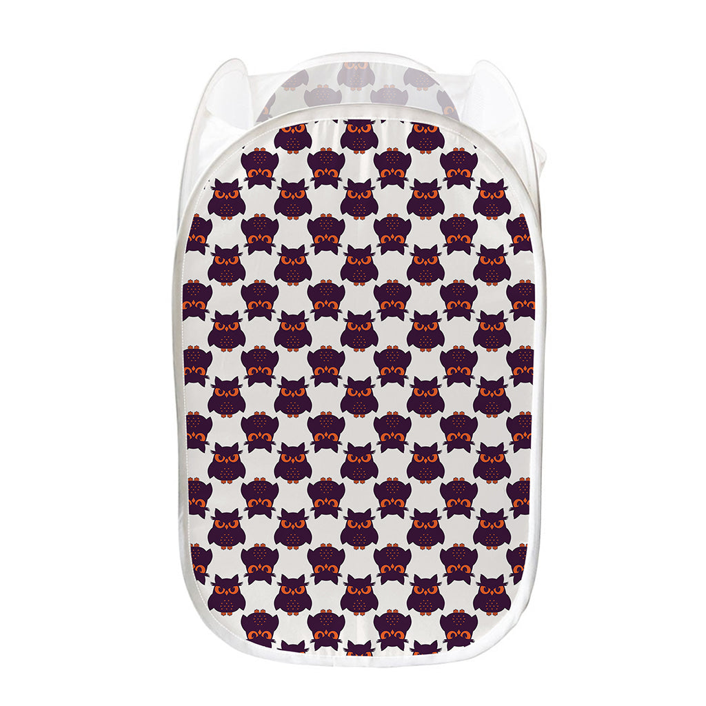 Halloween Owl Pattern Print Mesh Laundry Hamper