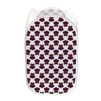 Halloween Owl Pattern Print Mesh Laundry Hamper