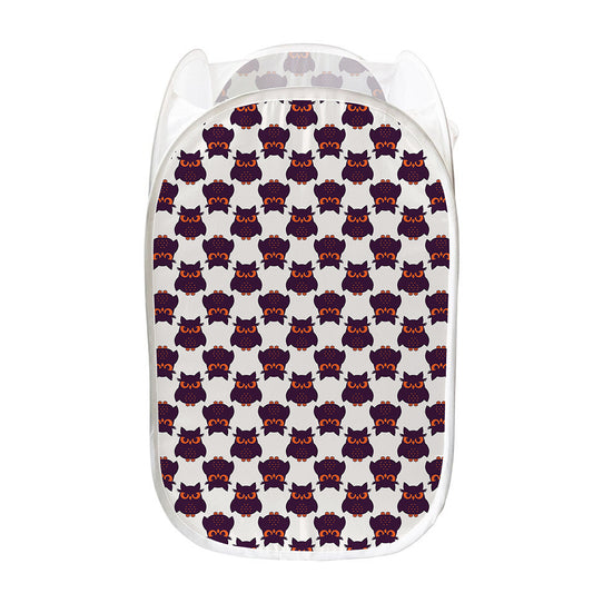 Halloween Owl Pattern Print Mesh Laundry Hamper