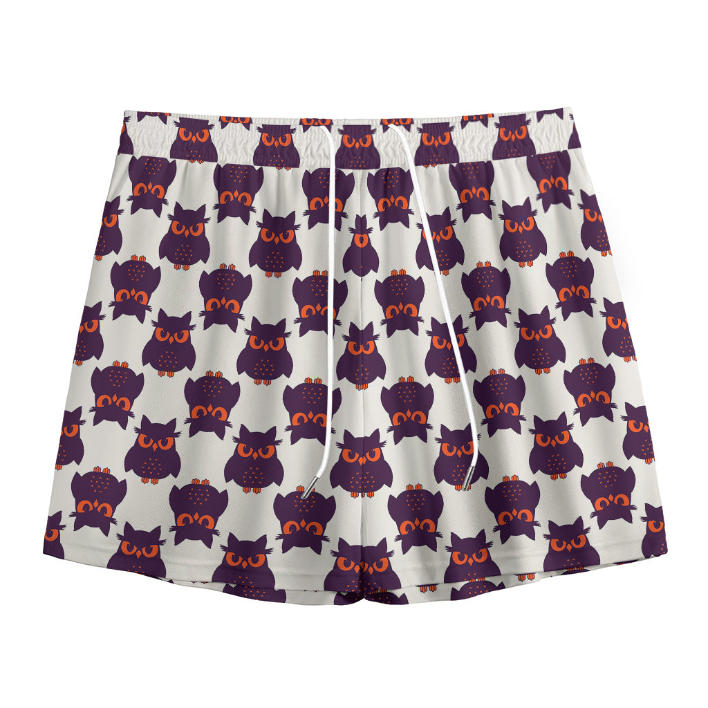 Halloween Owl Pattern Print Mesh Shorts