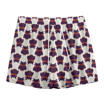 Halloween Owl Pattern Print Mesh Shorts