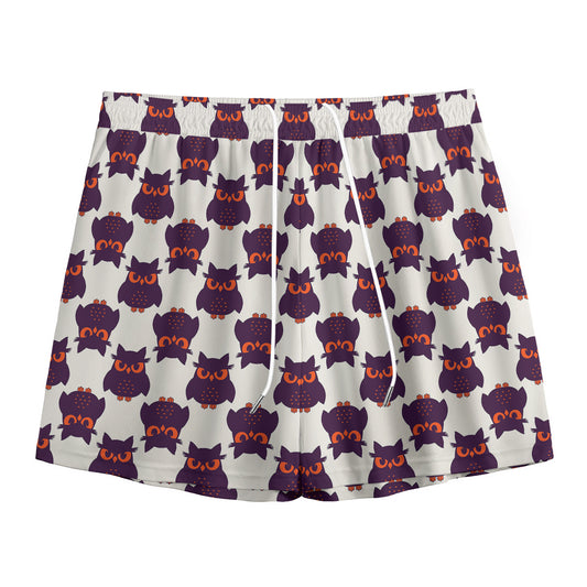 Halloween Owl Pattern Print Mesh Shorts