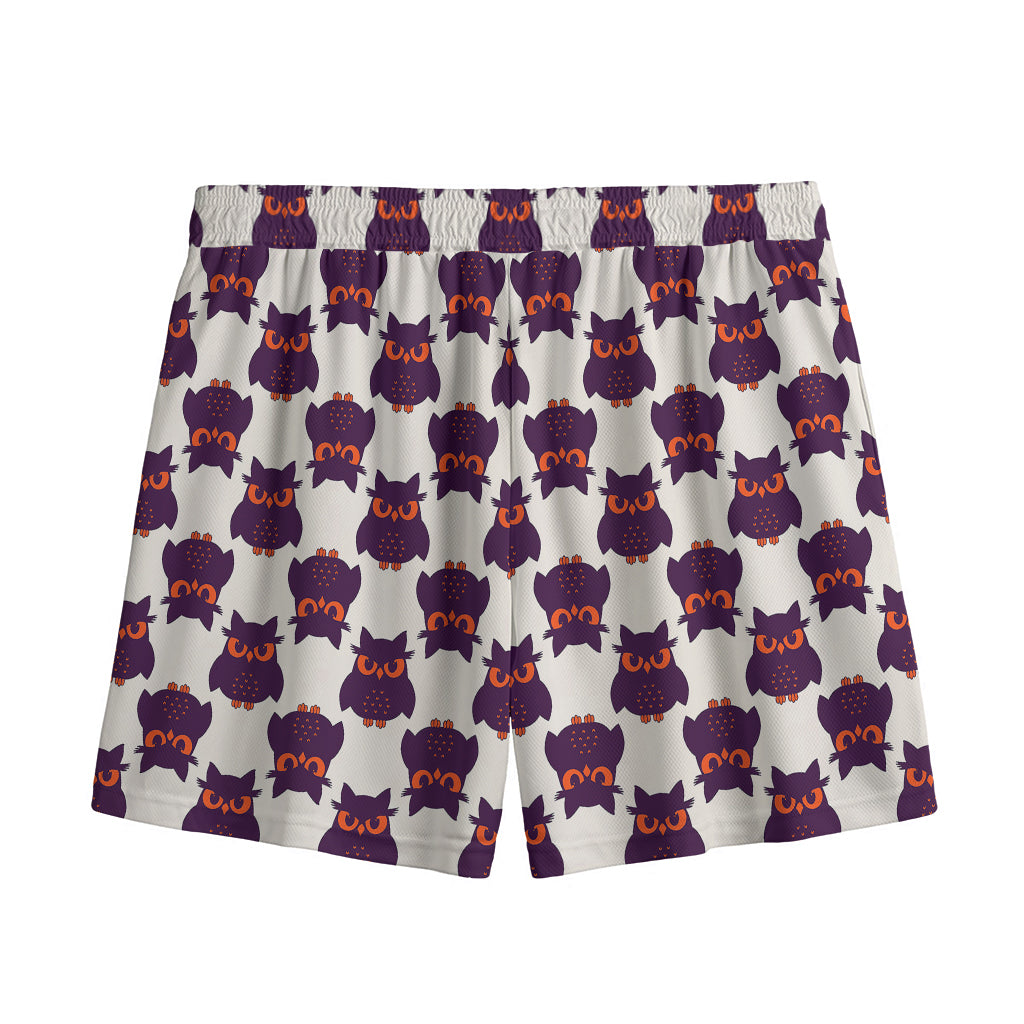 Halloween Owl Pattern Print Mesh Shorts